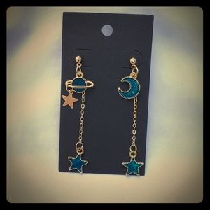 Moon star space earrings
